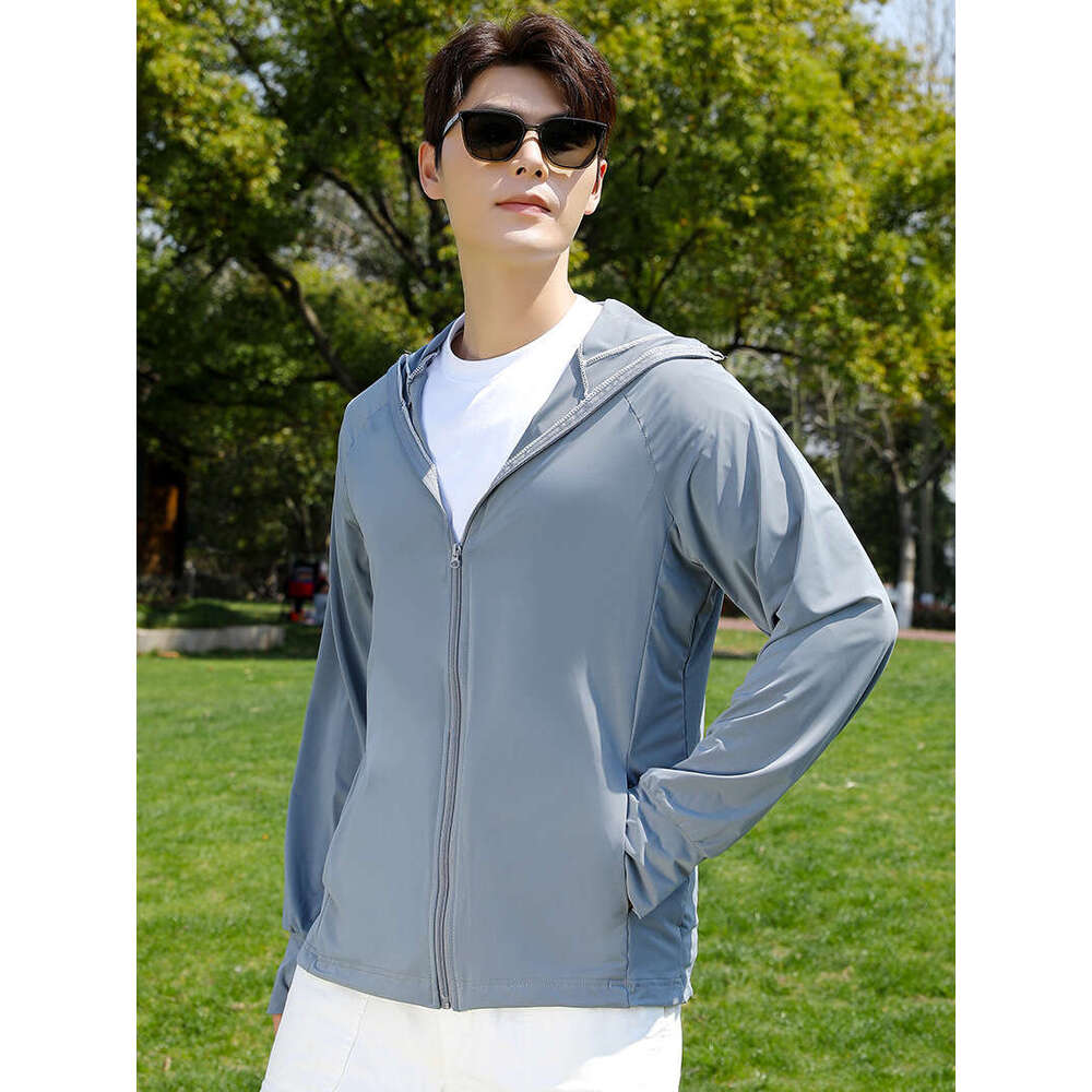 2025 Black Rubber Wide Brim Ice Silk Sun Jacket For Men, UV Protection Outdoor Cycling Sunshade Breathable Coat