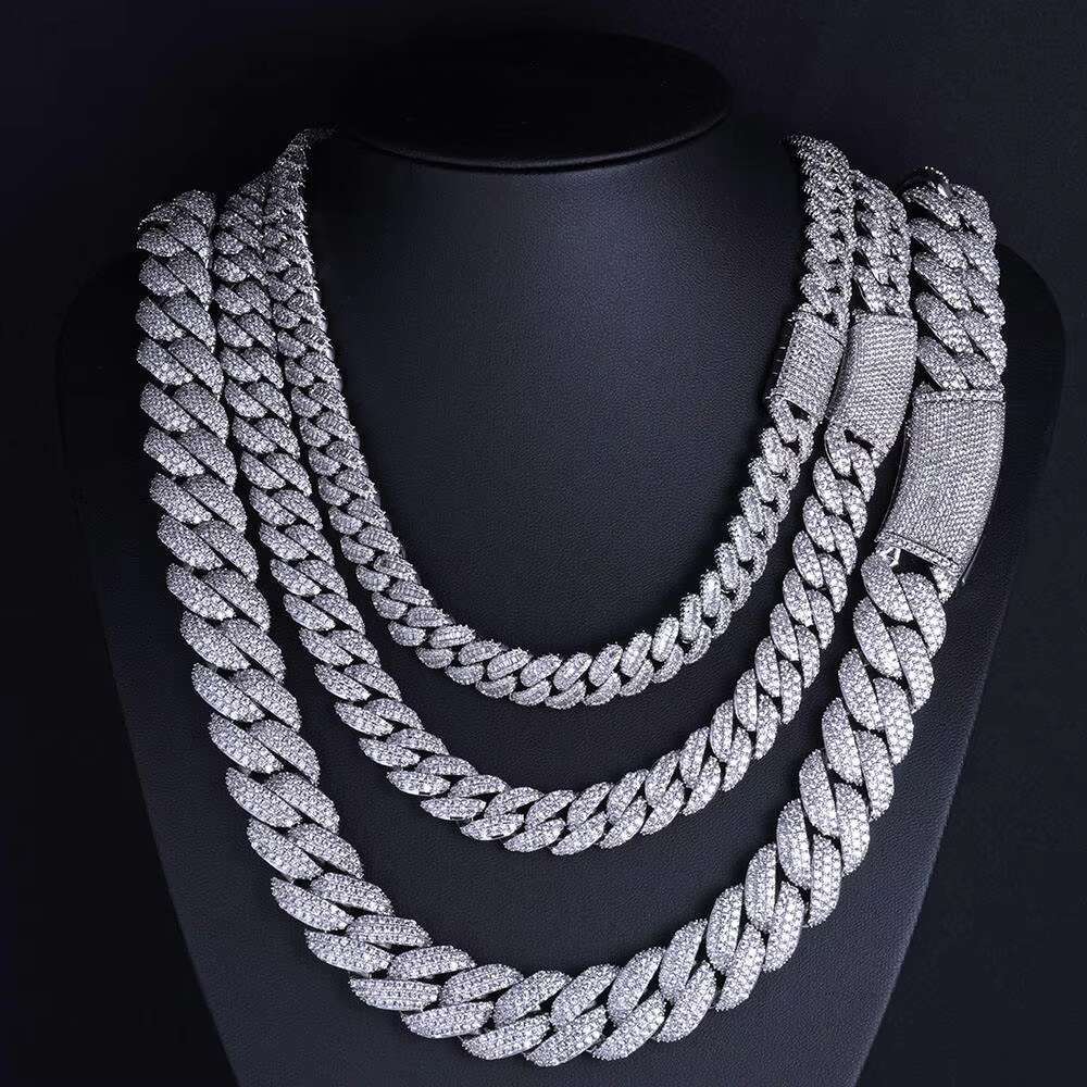 OACOCA Hip Hop Luxury 13mm Double Row Diamond Cuban Chain Necklace Micro Pave Bling Iced Out Zircon Cuban Link Chain Jewelry for Men