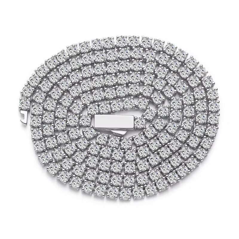 Non Tarnish 925 Silver Jewelry Iced Out Cuban Link Chain Necklace Moissanite Chain Choker Tennis Chain Necklace