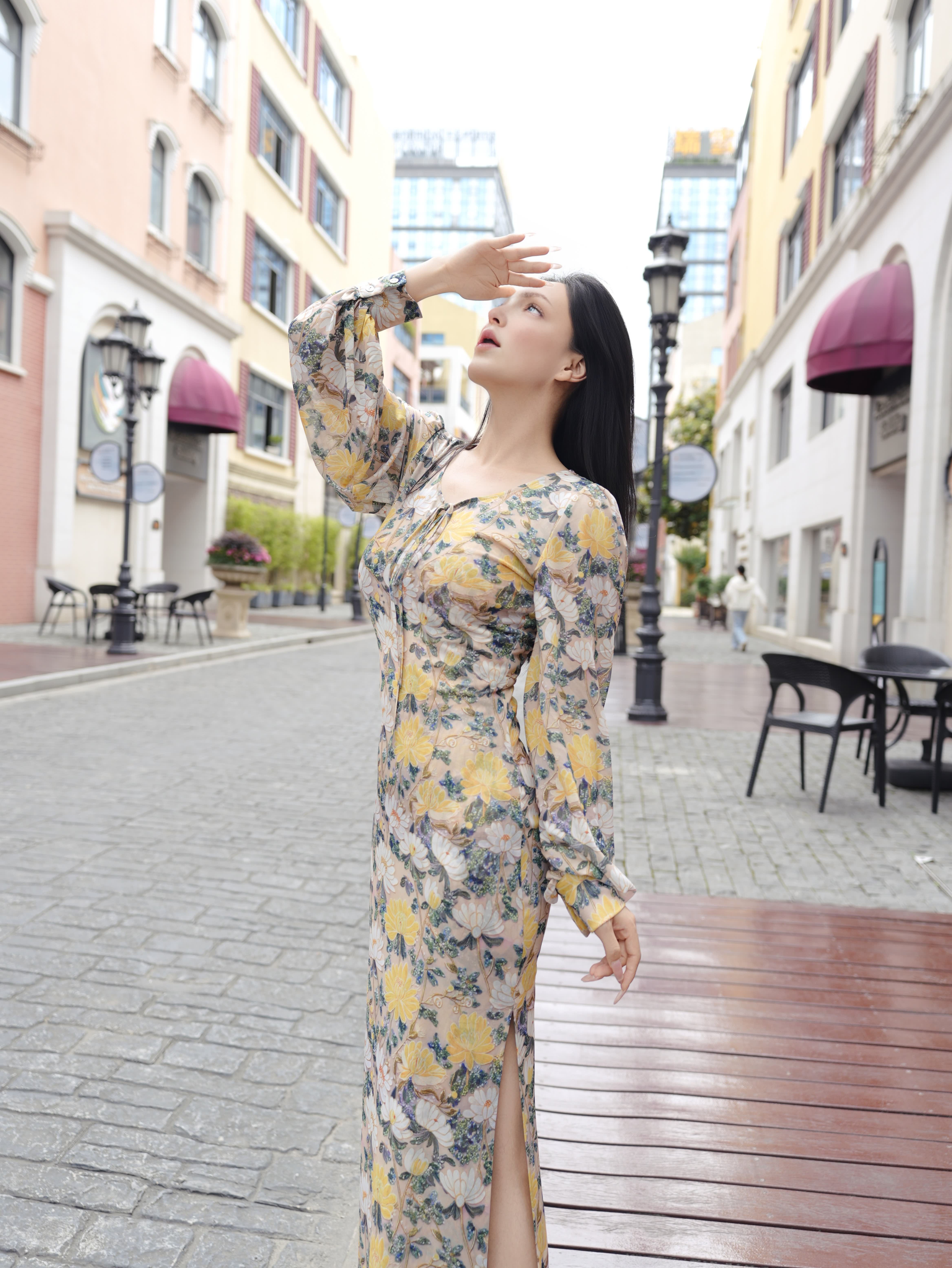 HZHJ Original Designer's Fragrant Flower Shadow Dress with Fashionable French Style