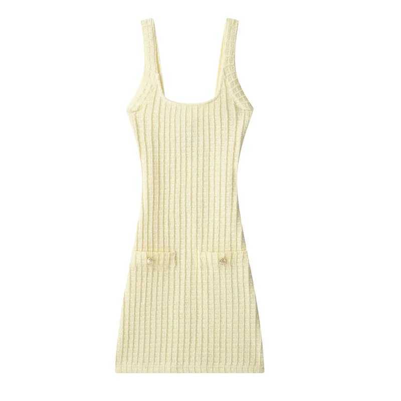 TRAF Yellow Mini Slip Dresses 2025 Womens Spring Summer Elegant Backless Short Dresses Fashion Casual Y2k Party Dress Vestidos XJ250610
