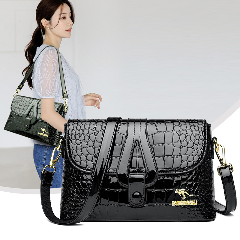 Free Shipping Luxury Women's Designer Genuine Handbag Leather Small Square Bag Casual Shoulder Crossbody Bag Versatile Large Capacity Middle-aged