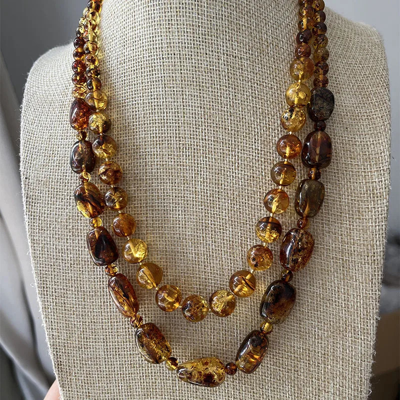 Floral Amber Necklace for Unisex Gift 2025 Real Original Handmade Natural Baltic Amber Jewelry Women Necklaces Wholesale 250604