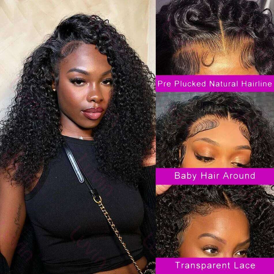 250% Density Short Bob Human Hair 13x4 Front Wigs Glueless Lace Frontal Deep Wave Jerry Curly Wig For Black Women