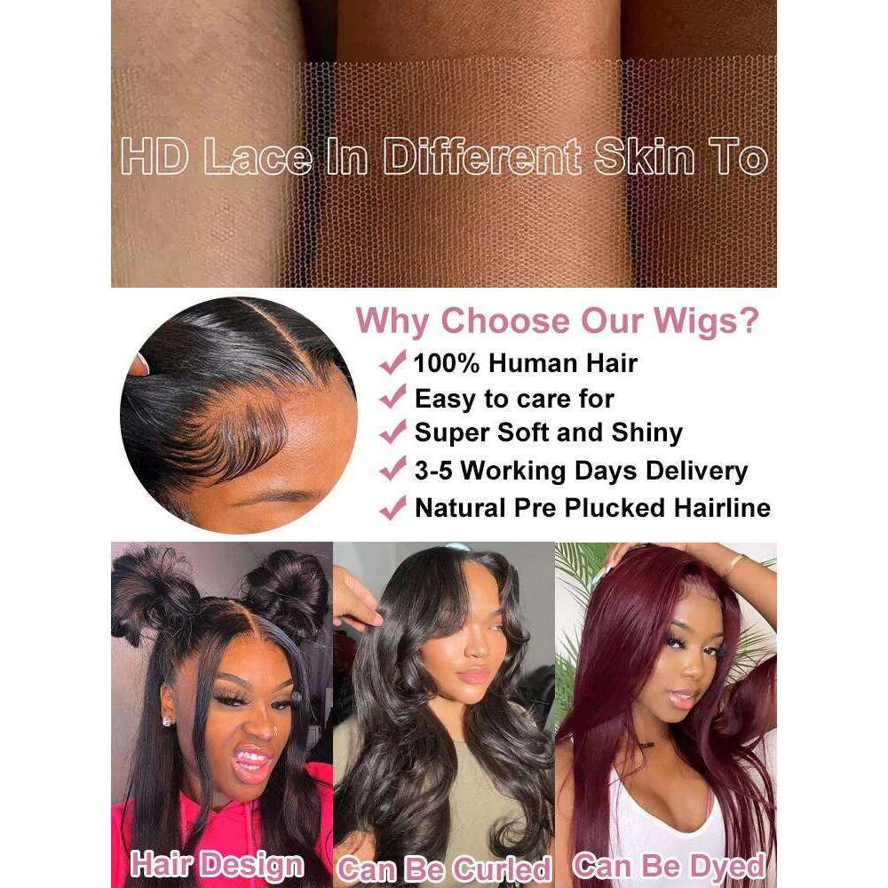 250 Density 40 Inch Straight 13x6 HD Frontal Wigs 100% Quality Brazilian 360 Full Lace Wig Human Hair Preplucked