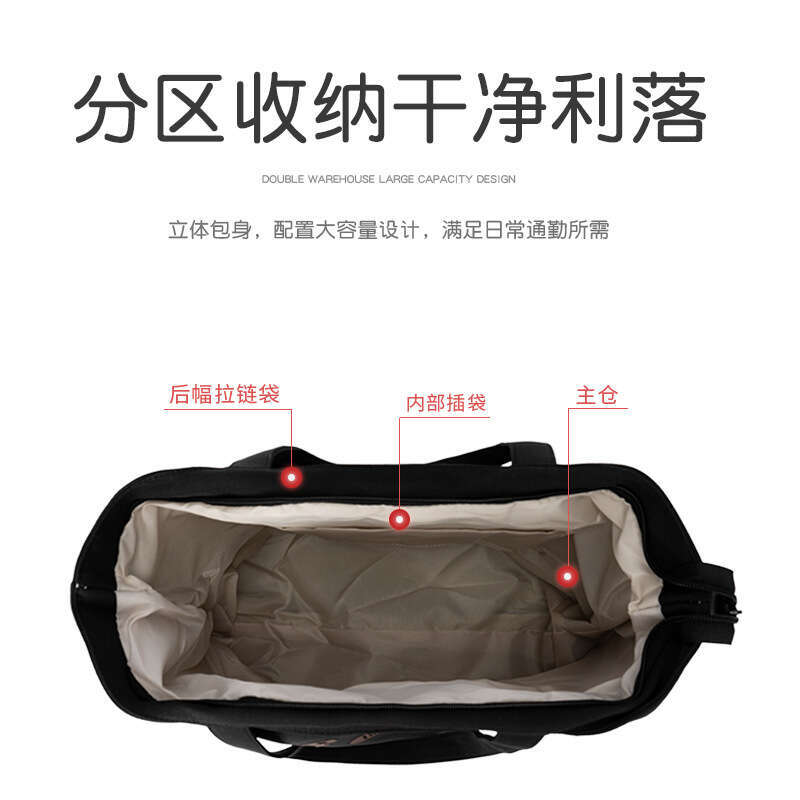 Niche Double-Layer Tote Bag For Women, Large Capacity Commuter Laptop Handbag, Canvas Shoulder Bag, Simple And Trendy