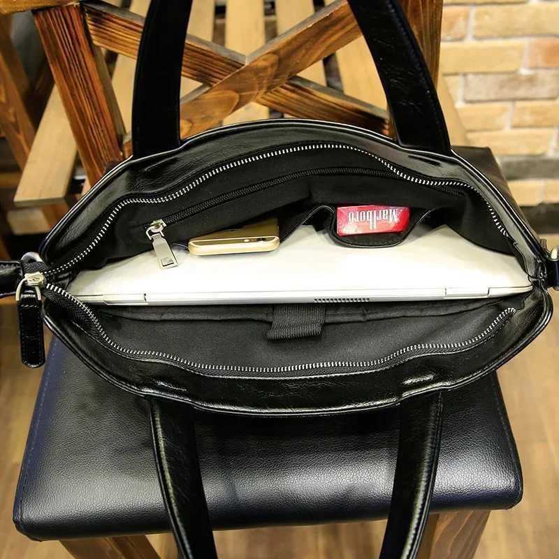 Business Black Mens Briefcase PU Leather Handbag For Documents Luxury Shoulder Messenger Bag Horizontal Man Laptop Bag bolsa W250610