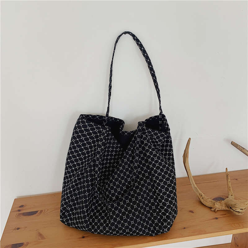 Korean Style INS Canvas Artistic Fairy Shoulder 2023 Spring Summer New Printed Large Capacity Casual Tote Bag