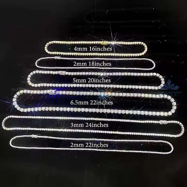 Fast Delivery High Quality Moissanite Tennis Chain 2mm 3mm 4mm 5mm 6.5mm Shining Brightly D VVS Moissanite Women Men Necklace