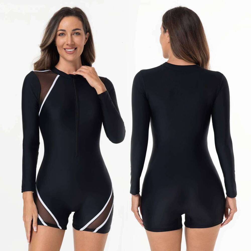Women Swimsuit With Sleeve Female One-Piece Bathing Summer Beachwear Swimming Costume Woman Swimwear Surfing Suit