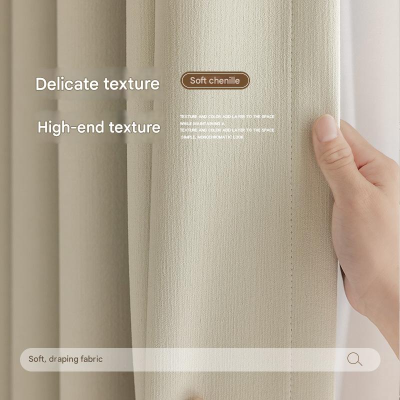 B334 Thickened Full Blackout Curtain Blackout Master Living Room Bedroom French Super Soft Chenille Shaoxing Keqiao Curtain Fabric