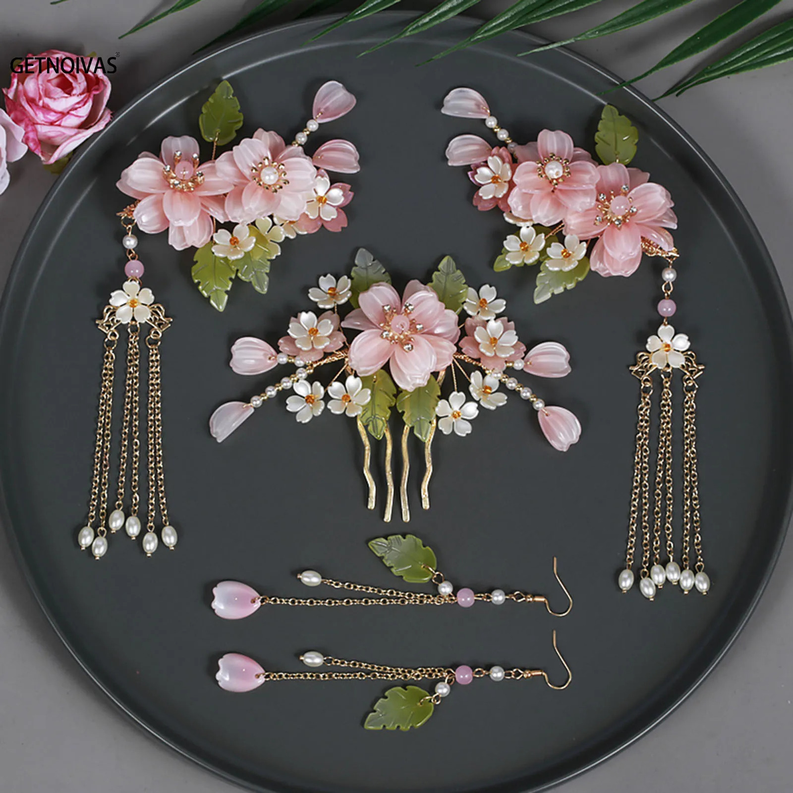 Chinese Hanfu Hair Accessories Set Hair Clip Hairpins Haircomb Bridal Headdress Retro Wedding Hair Accessories Headwear Gift 250610