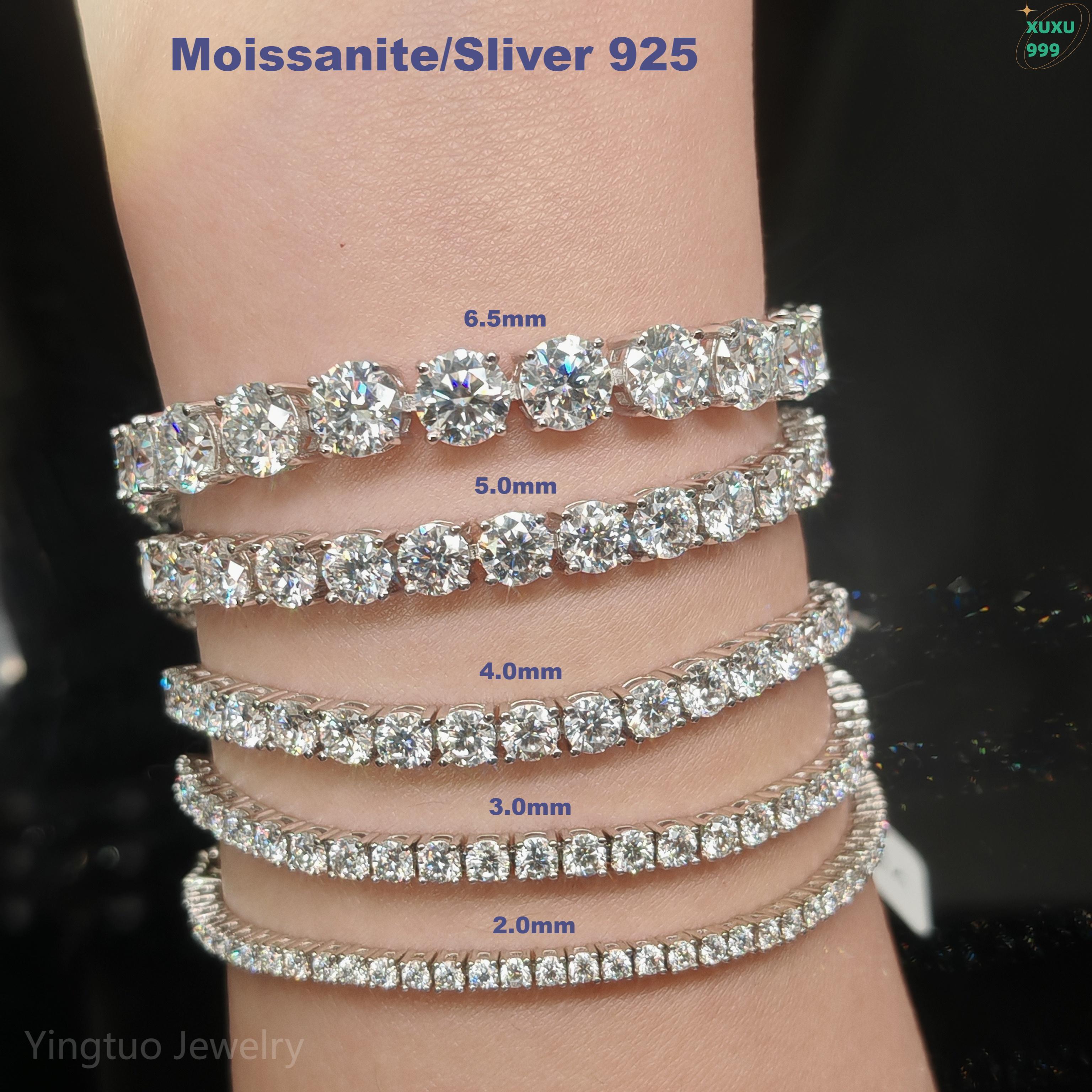 OACOCA Hip-hop Fasion 18k Gold Plated 925 Sterling Silver Moissanite Diamond VVS 3mm Round Ice Cut Moissanite Tennis Chain
