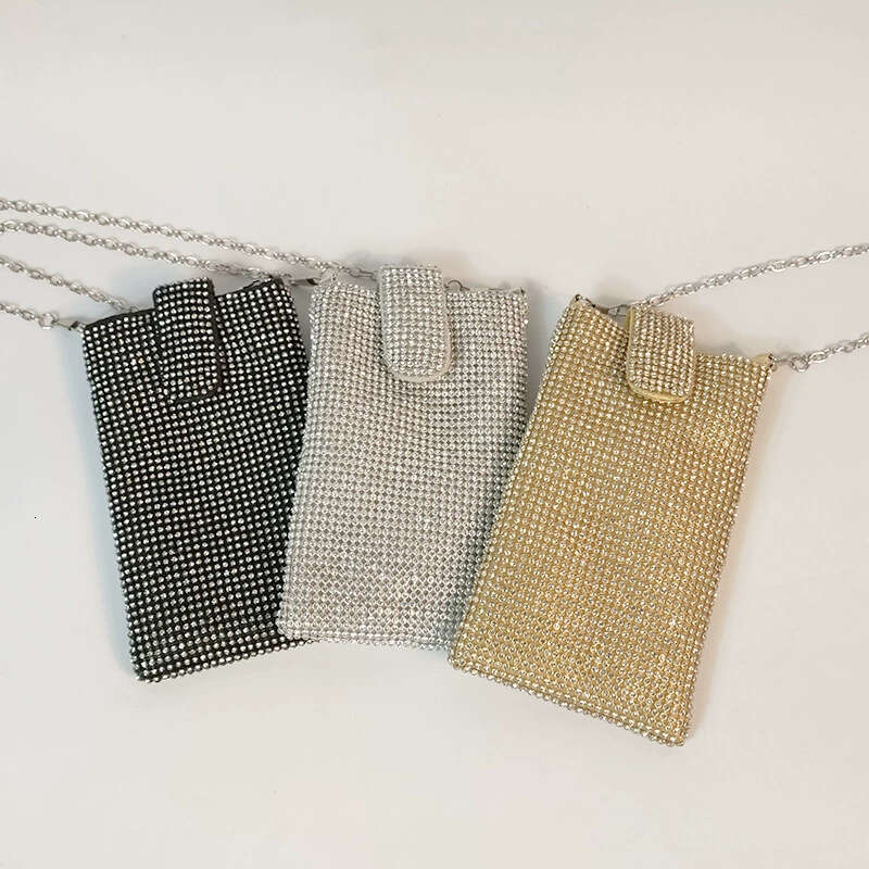 Fashionable Niche Phone New Simple Shoulder Trendy Chain Crossbody Rhinestone Evening Bag