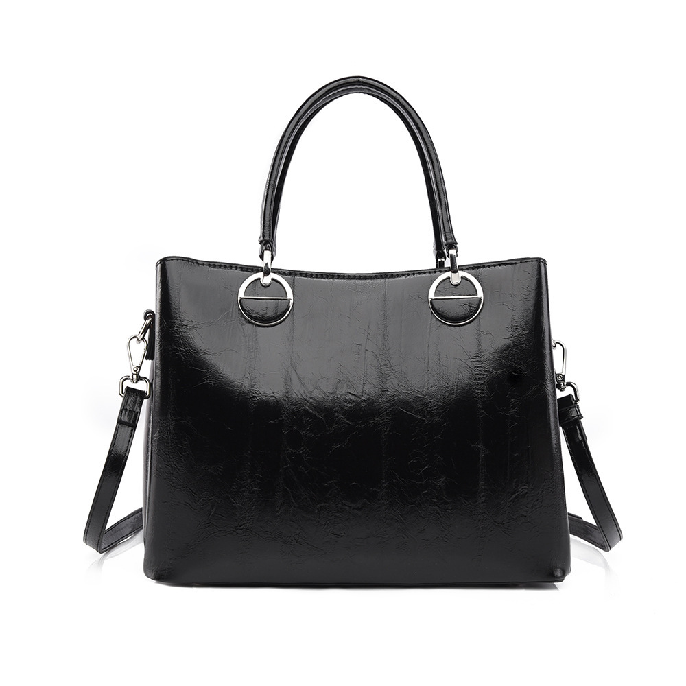 Handbag New Simple Elegant Mom Large Capacity Commuter Shoulder Oil Wax Leather Women's Bag