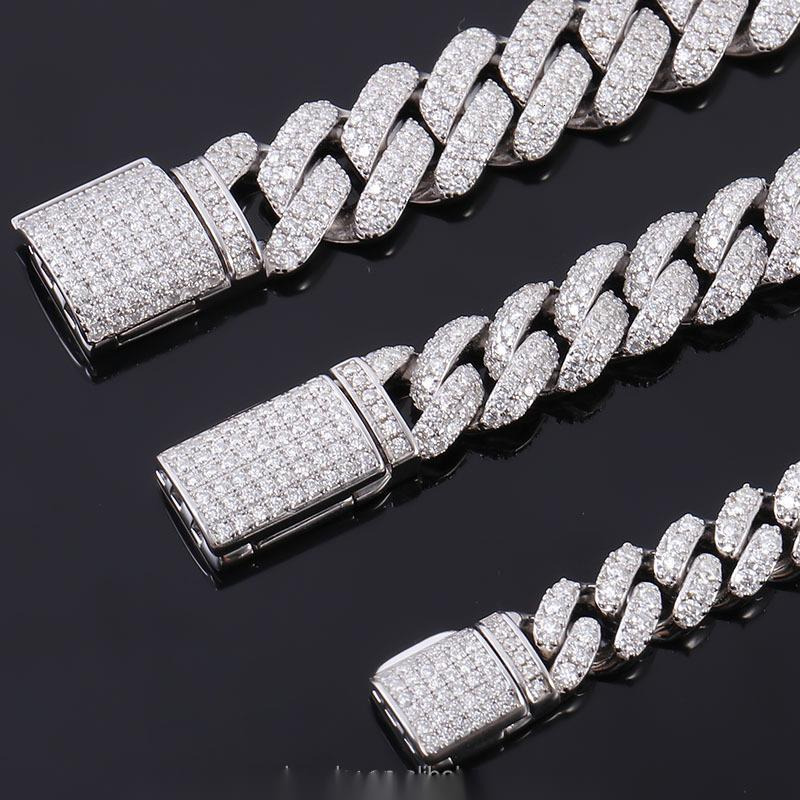 Cuban Link Hip Hop Moissanite Necklace 8mm-12mm Sizes VVS 925 Sterling Silver Unique Moissanite Cuban Chain OACOCA