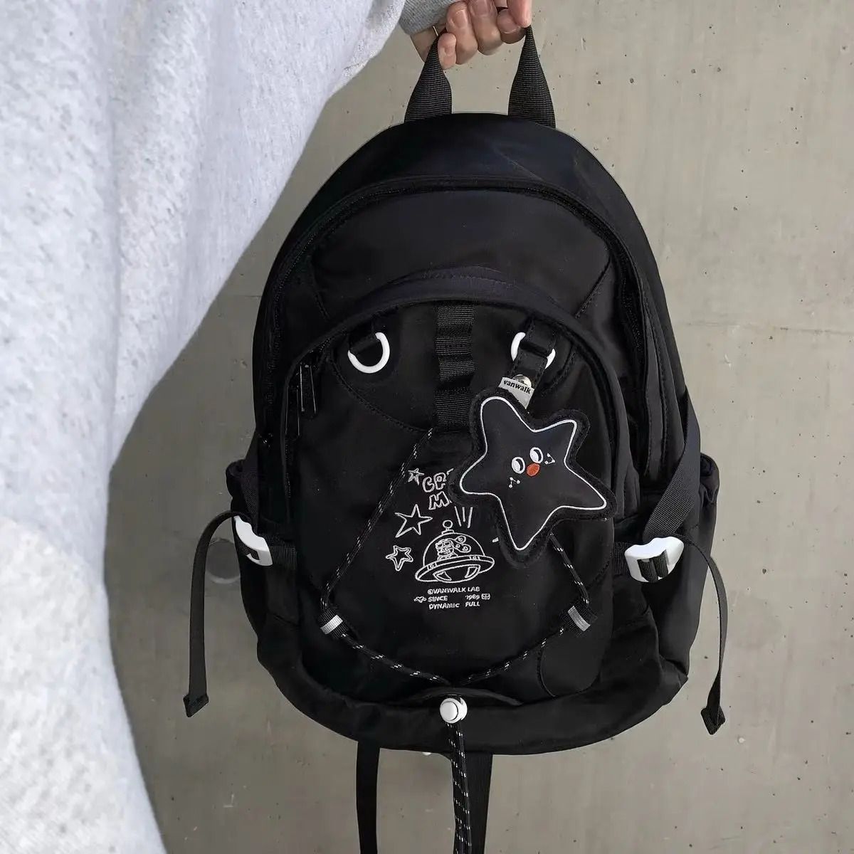Miyagawa High School Student Backpack with Star Pendant Lightweight Backpack Sweet Fashion Preppy Style Backpacks 250606