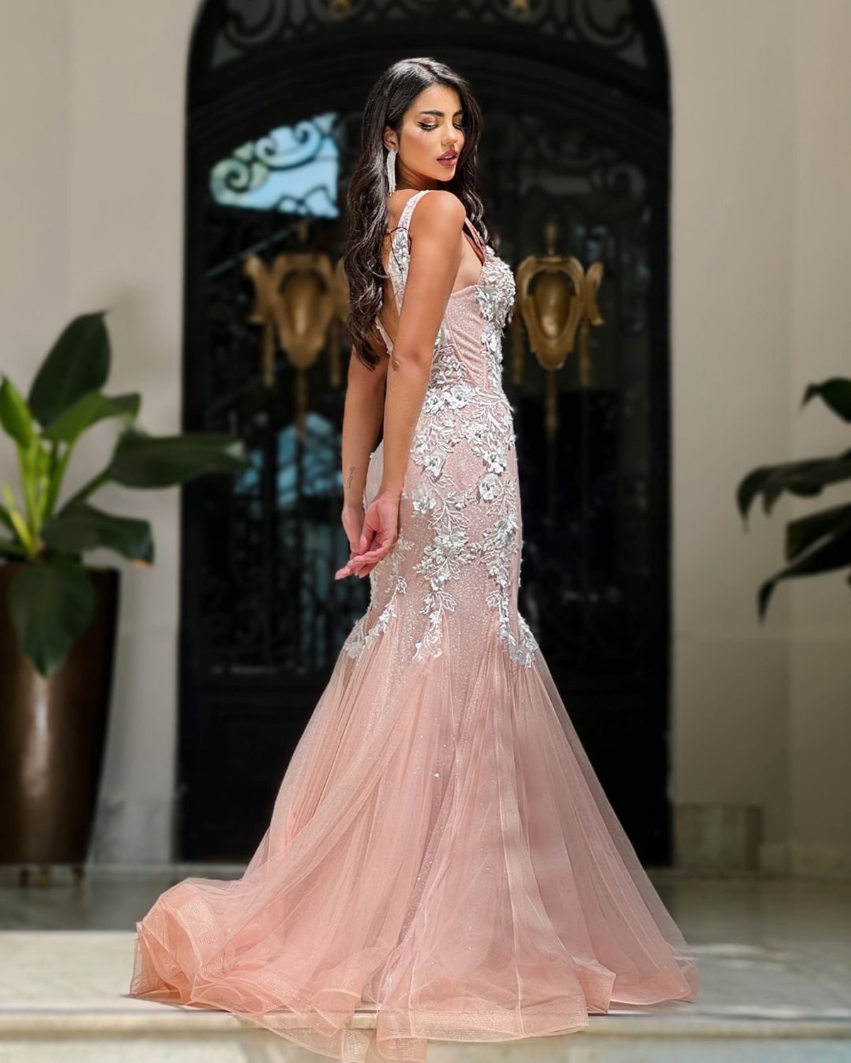 Sequined Mermaid Wedding Dresses Floral Lace Bridal Gowns Sleeveless Tulle Skirt Formal Bride Dresses Second Birthday Engagement Gowns