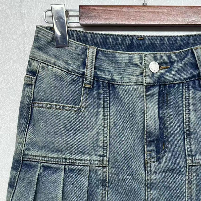 Super cool fashion high waist denim lace skirt manufacturers custom wholesale 1219