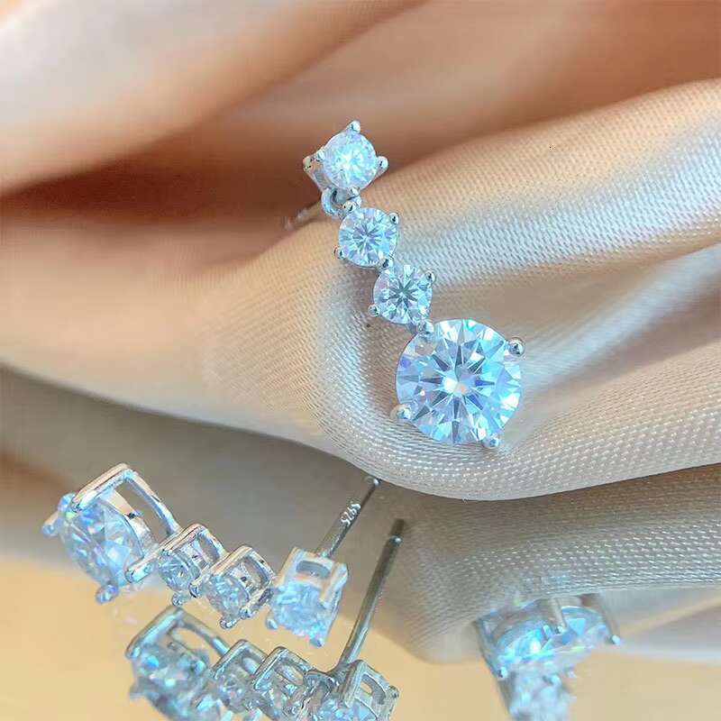 d color moissanite earrings 925 sterling silver nonallergenic fourclaw design simulated diamond long earrings