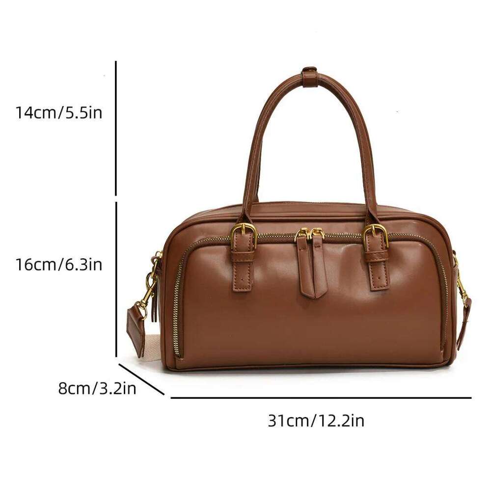 Retro Handbag Simple Commuting Women's 2024 New Korean Style Casual Large Capacity Shoulder Crossbody Bag Bowling Bolsos
