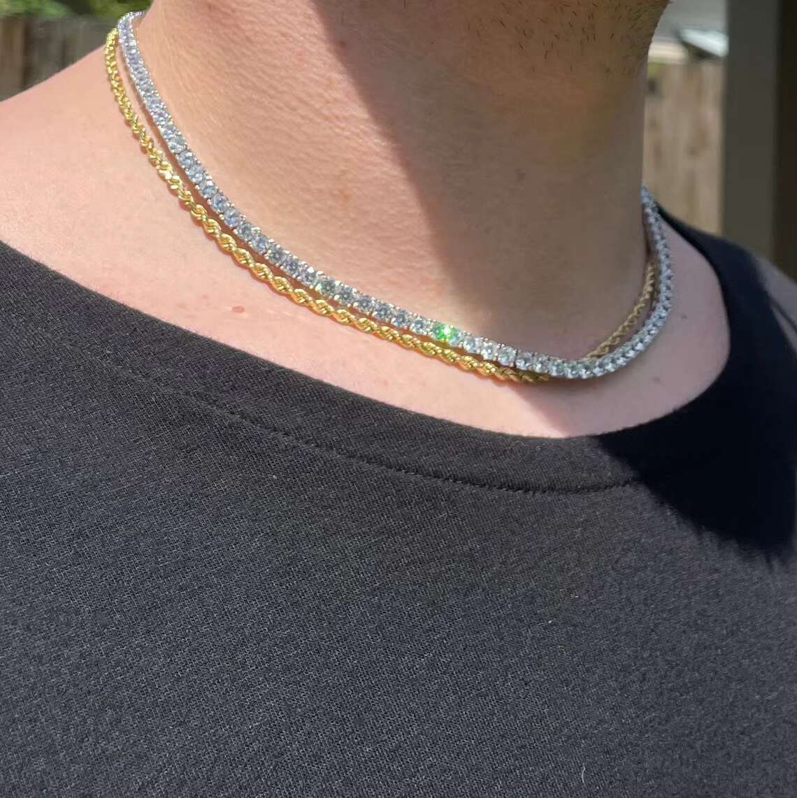 OACOCA 925 Sterling Silver Moissanite Tennis Chain 4mm Fine Jewelry VVS 16 18 20 Inch Diamond Tester Passed Necklace