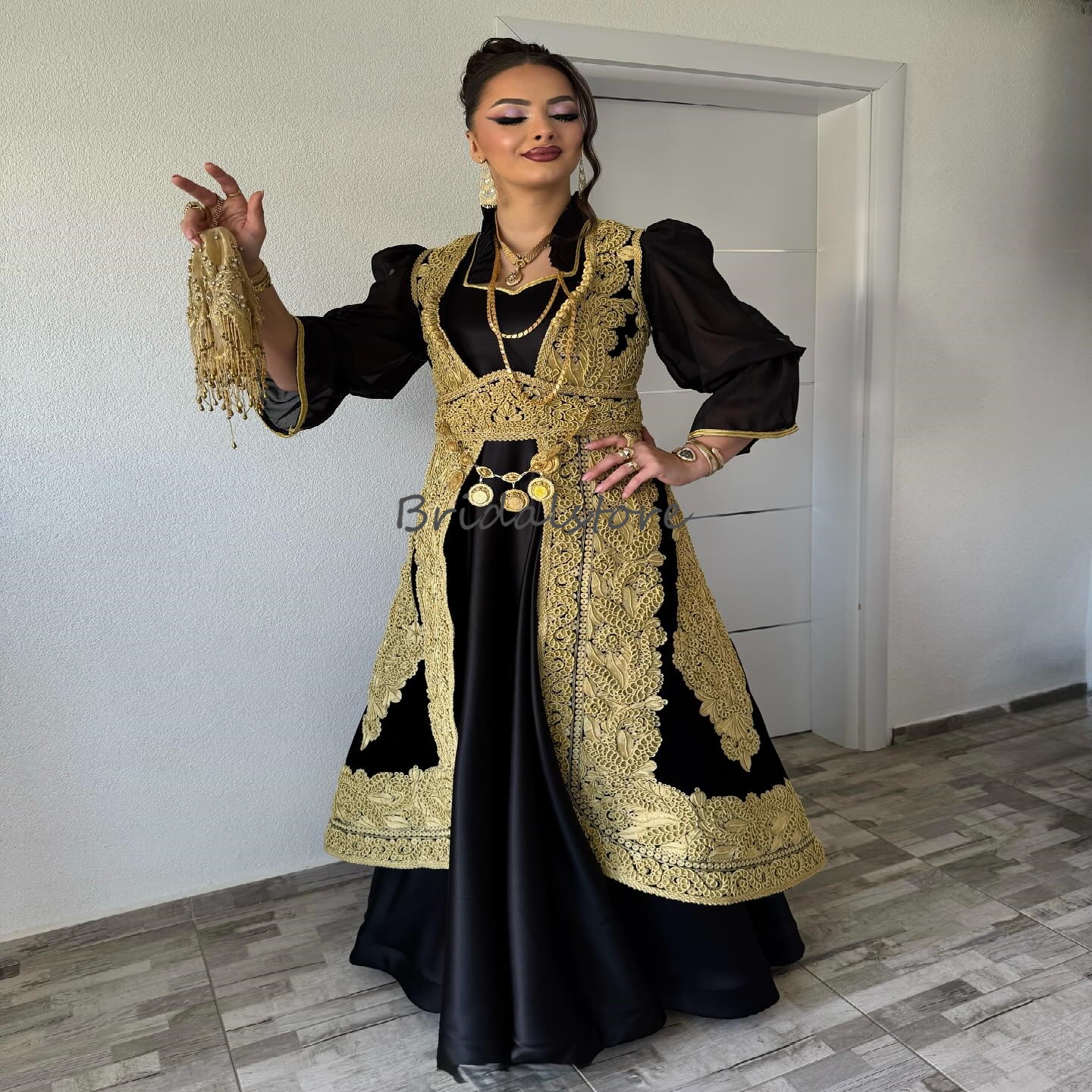 Traditiona Kosovo Arabian Prom Dress Takchita Ethnic Moroccan Caftan Evening Dress Gold Lace Aesthetic Formal Party Vestio De Novias 2025 Robe De Mari