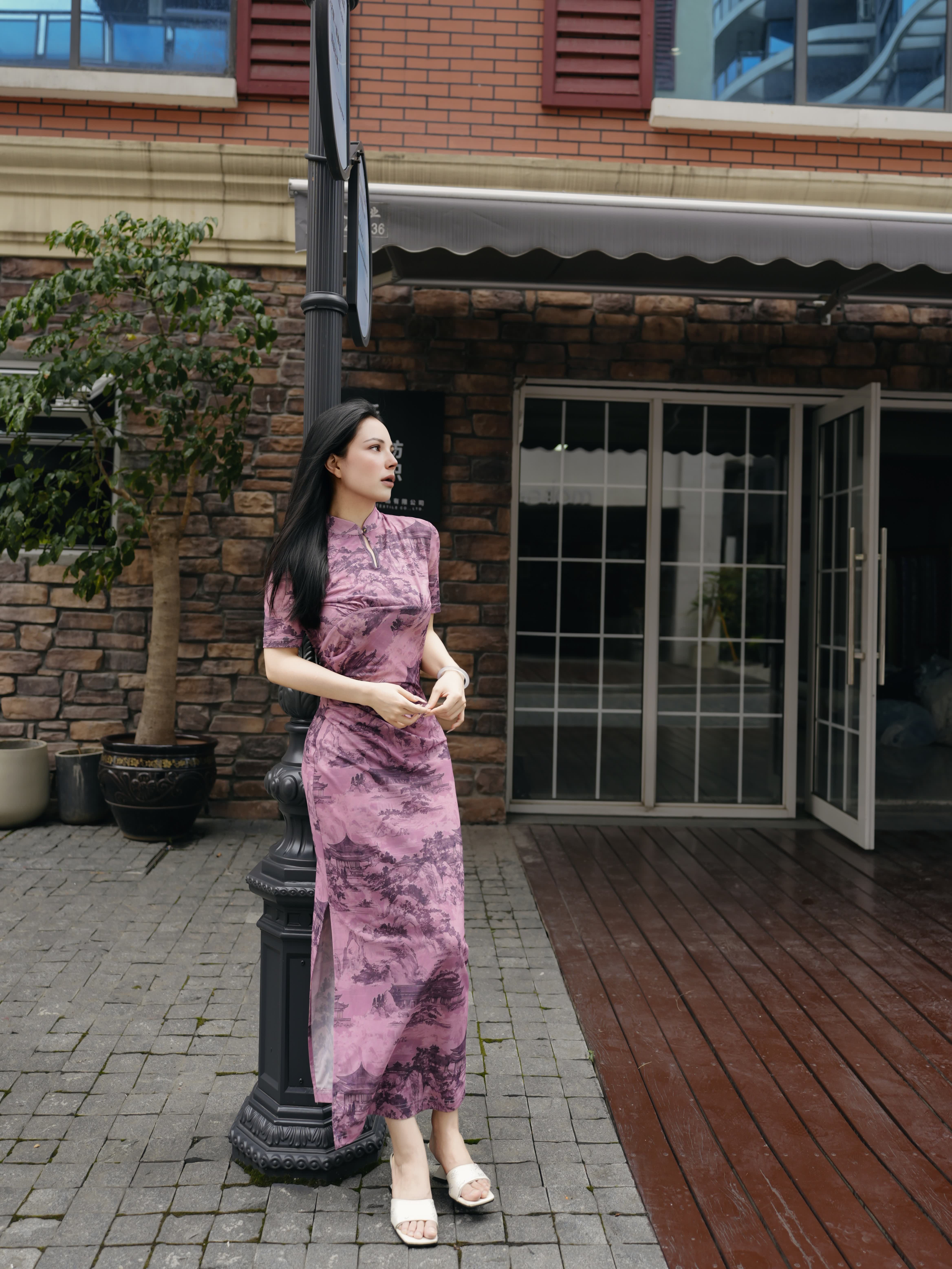 HZHJ New Original Designer Pink Charm Dress with Retro and White Appearance