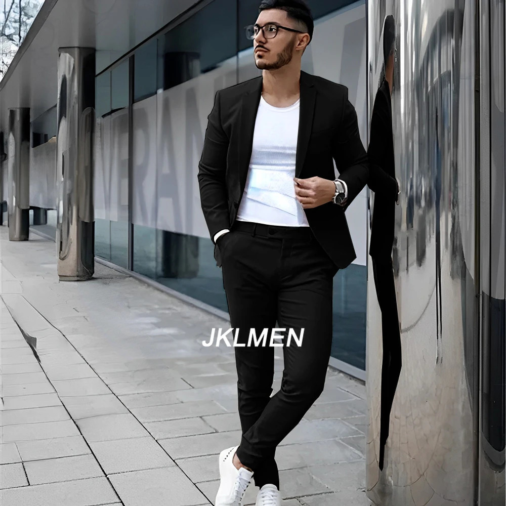 Gray Mens Suit 2 Piece Suit Summer Casual Jacket Pants Formal Wedding Tuxedo Groom Clothes Custom Color Blazer XS-5XL 250605
