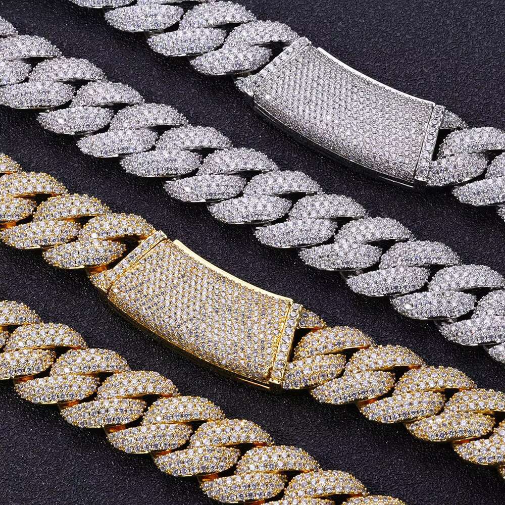 OACOCA Hip Hop 18mm Zircon Necklace for Men Iced Out Fashion Cuban Chain Necklace 18k Gold Necklace Charms for Jewelry Making