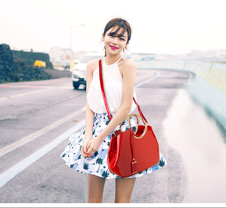 Free Shipping 2025 New Designer Bag Trend Glossy Leather Handle Women's Shoulder Bag Luxury Wallet High-quality Solid Color Handbag