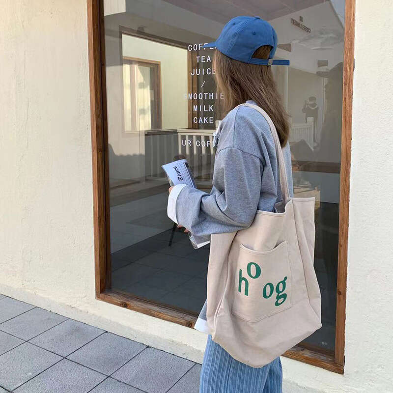 Artistic Ins Super Popular Canvas for Women, Single Shoulder Handbag, Large Capacity Shopping Bag, 2021 New Trend Simple Tote Bag