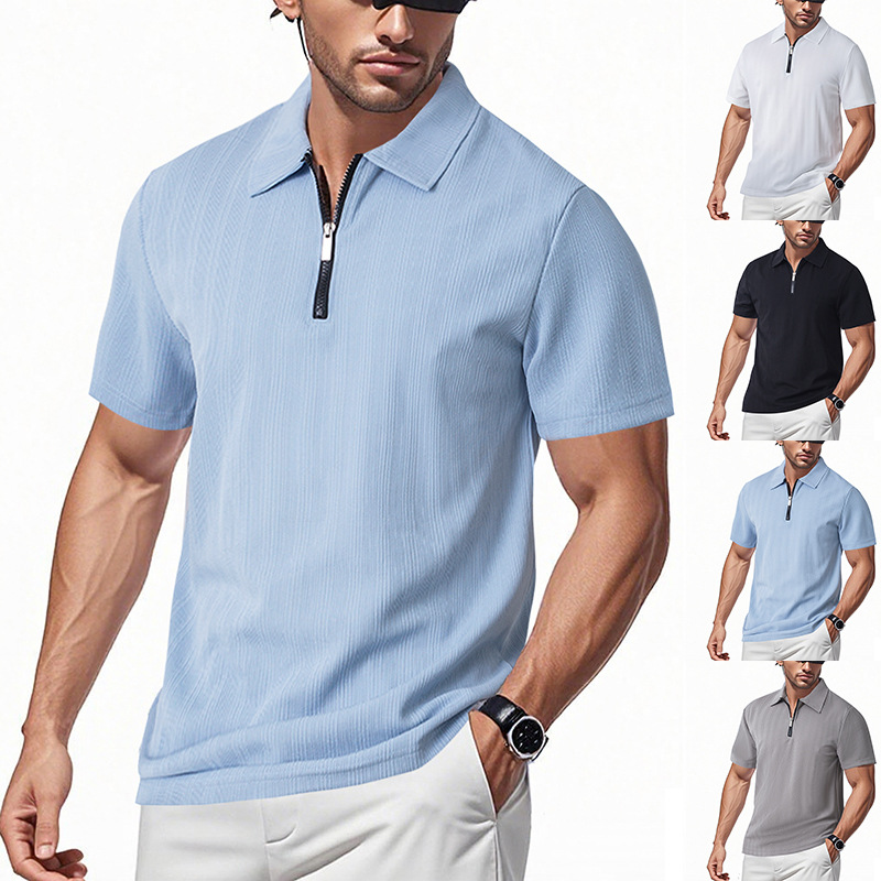 designer polo t shirt Men's Heavyweight Stretch Jacquard Short-Sleeve Collared Polo Shirt - New Summer Casual Style European Sizes: S-3XL
