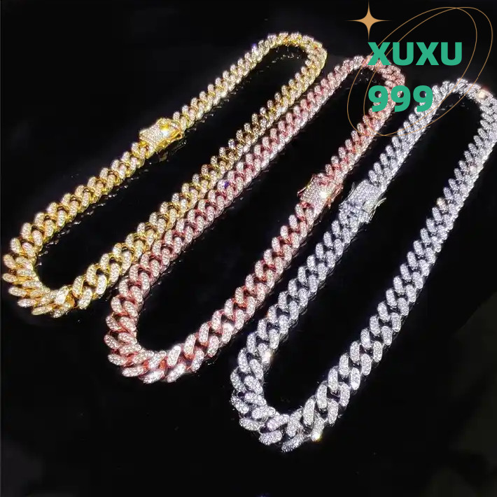 OACOCA Luxury Ice Out Vvs Diamond Moissanite Chain Necklace 18k Gold Plated Link Chain Necklace