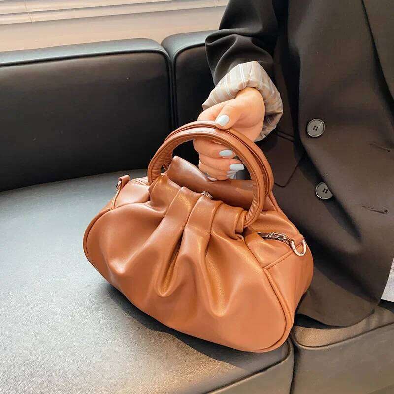Women's Crossbody Retro Pleated Girls Vintage Cloud Handbag Shoulder Bags Mini Messenger Bag