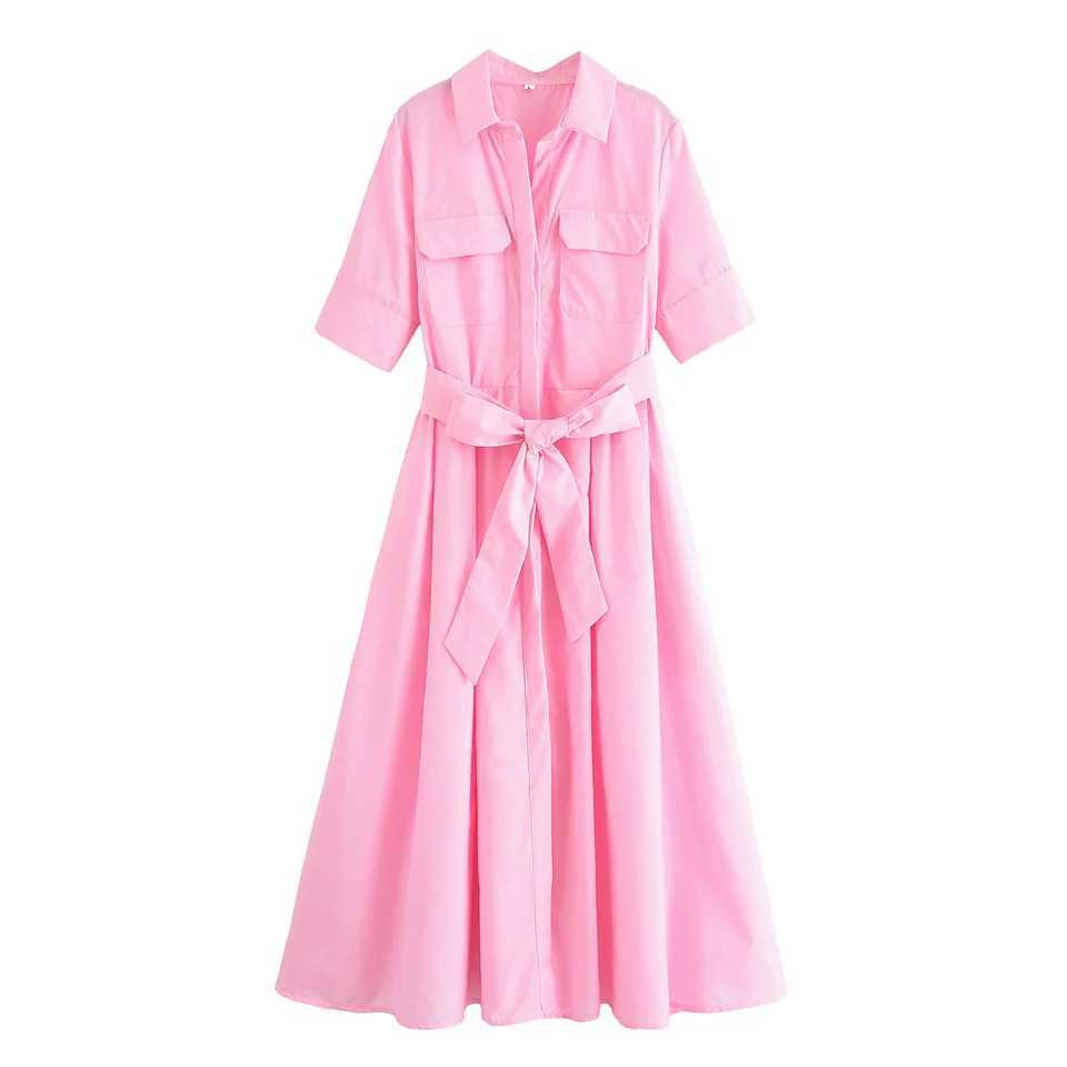HipSeam Women Dress With Belt Spring Pocket Lady Dress Button Midi Dress Casual Side Zipper Womens Dresses Female Party Dress XJ250610