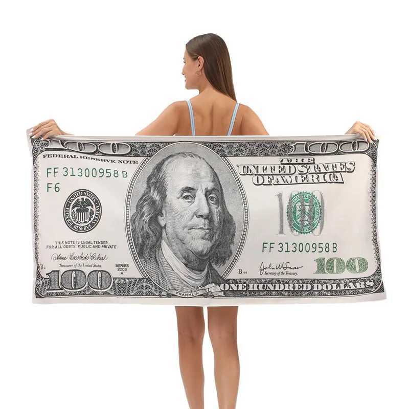 Microfiber Beach Towel Quick Dry Absorbent Bath Towel Hundred Dollar Print Perfect for Beach Travel Camping Party Vacation S25610