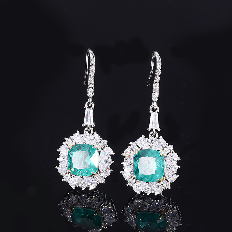 Sophisticated Women's Fashion Accessory: S925 Pure Silver Teardrop Shaped Briolette Style Ear Cuff Set Showcasing Lustrous Aquamarine Hued Man-Ma