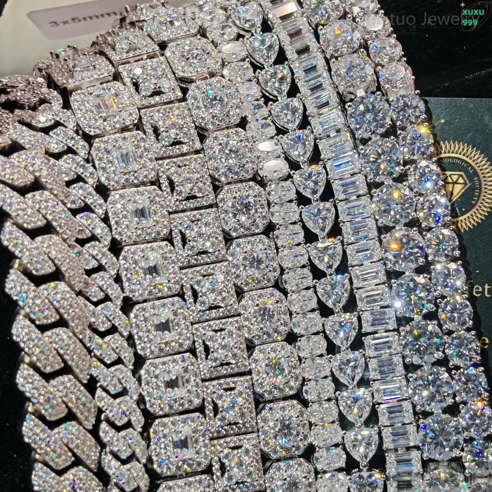 OACOCA 3MM/ 4mm /5MM/6MM/6.5MM D VVS1 Moissanite Tennis Chain Necklace Bracelet Hiphop Style Chain Necklace With GRA Certification HOT