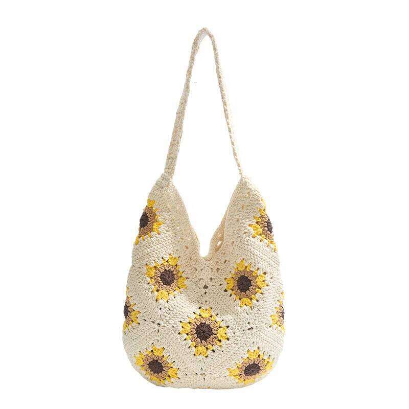 Women Knitted Shoulder Casual Beach Large Capacity Hollow Out Fashion Tote Handbag Outdoor Travel Bag