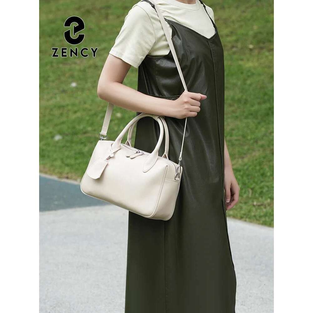 Zency Genuine Leather Vintage Designer Handbag For Women Large Capacity Shoulder 2025 New Boston Bag Oil Wax Top Handle Sac