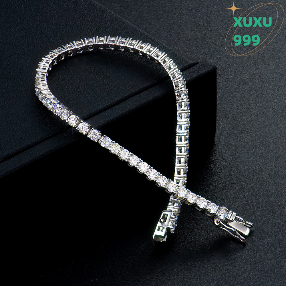 Men Women Hip Hop 3mm Silver 925 Gra Certified Vvs Mossanite Diamond Jewelry Tennis Chain Bracelet Moissanite OACOCA