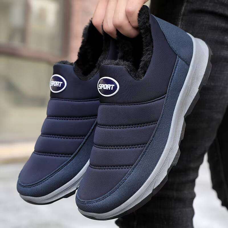 Plus Veet Warm Snow Shoes Flat Casual Sneakers Winter Boots for Men Women Adult Cotton Fabric Cloth Rubber 3 Colors