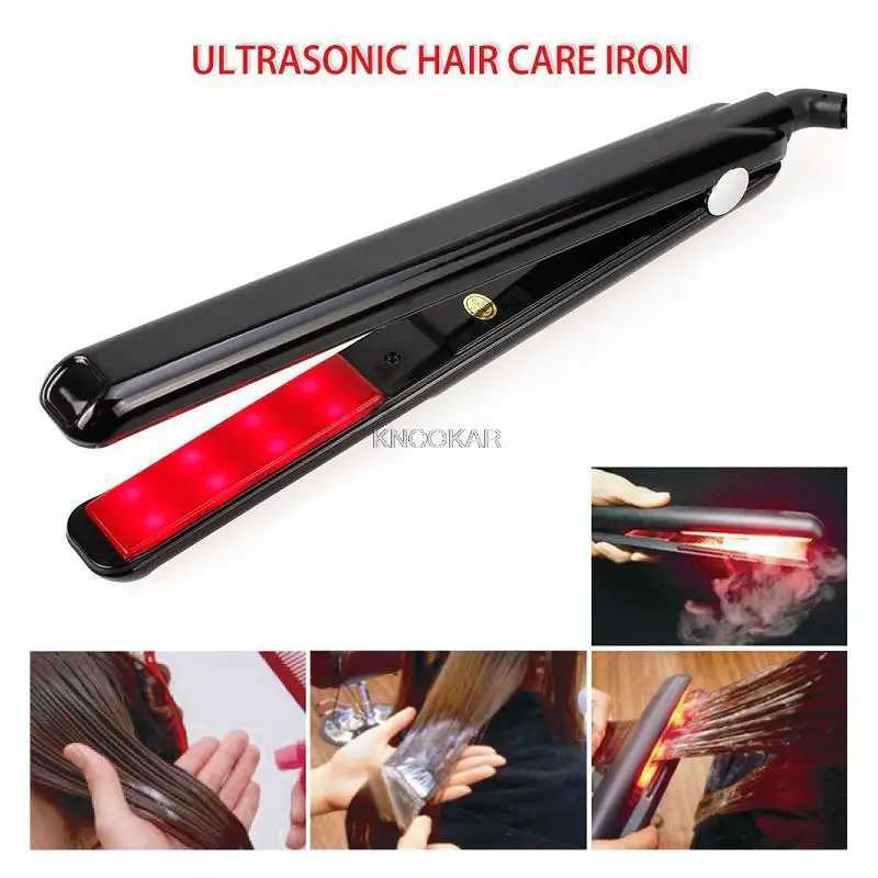 Hot Sale Ultrasonic Infrared Hair Care Iron Recovers The Damaged Hair LCD Display Hair Treatment Styler Cold Iron Straightener W250610