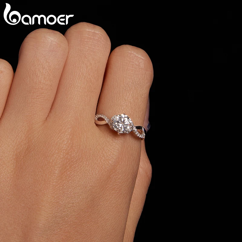 bamoer diamond Rings 925 silver platinum plated vvs1 moissanite wedding ring designer jewelry pass diamond engagement rings fashion couple ring for me