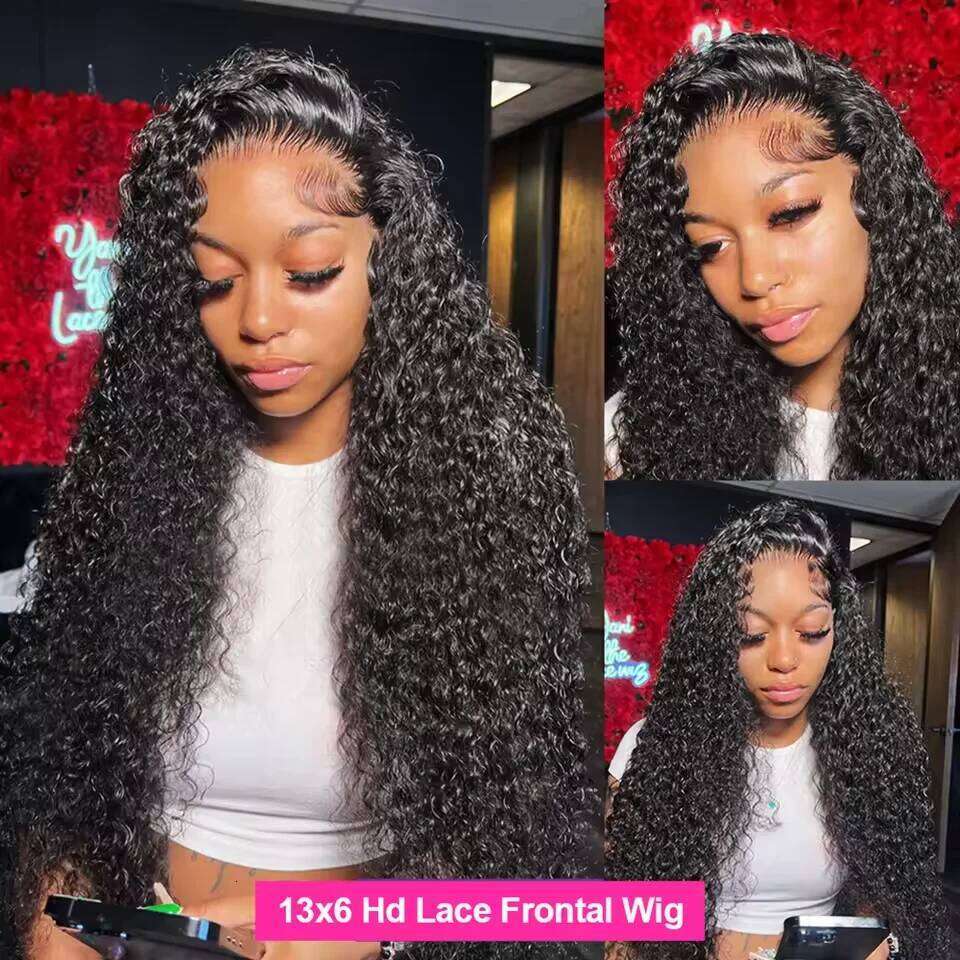 40 Inch Deep Wave Wig Transparent 13x4 13x6 HD Curly Human Hair Lace Frontal Wigs For Women