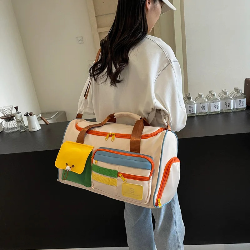 Fashionable Colorblocking Crossbody Bag Largecapacity Travel Singleshoulder Shortdistance Fitness Bag 250605