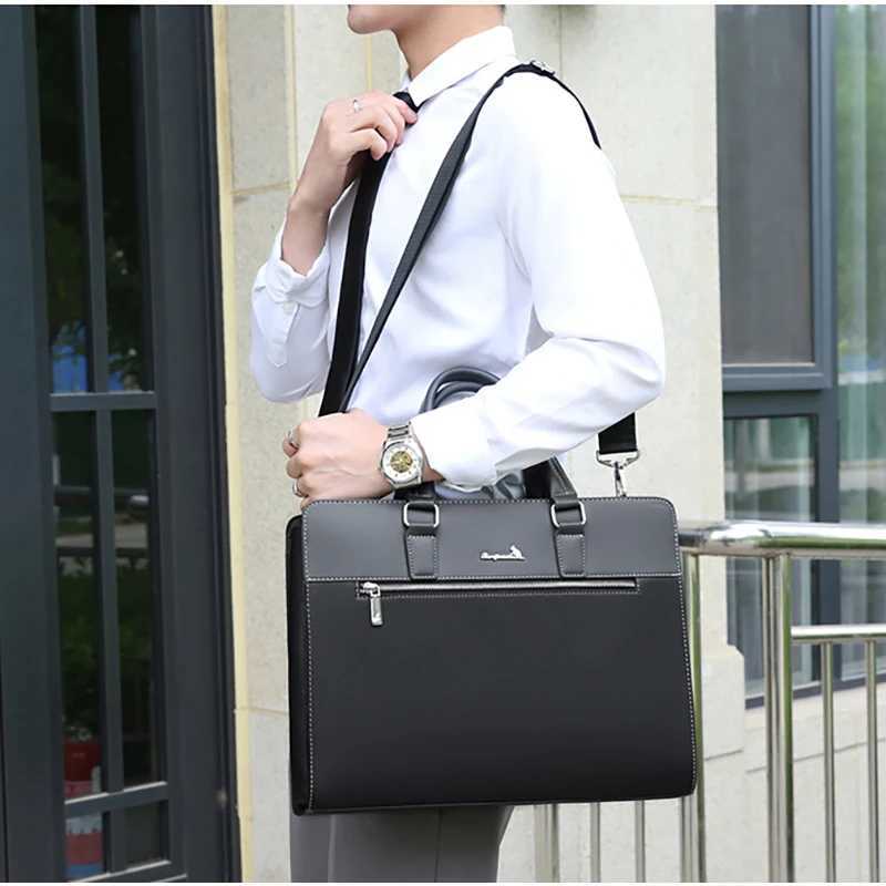 PU Leather Briefcase Bag For Men Laptop Executive Designer Handbags Shoulder Business Male Messenger Crossbody Bag Portfolio W250610