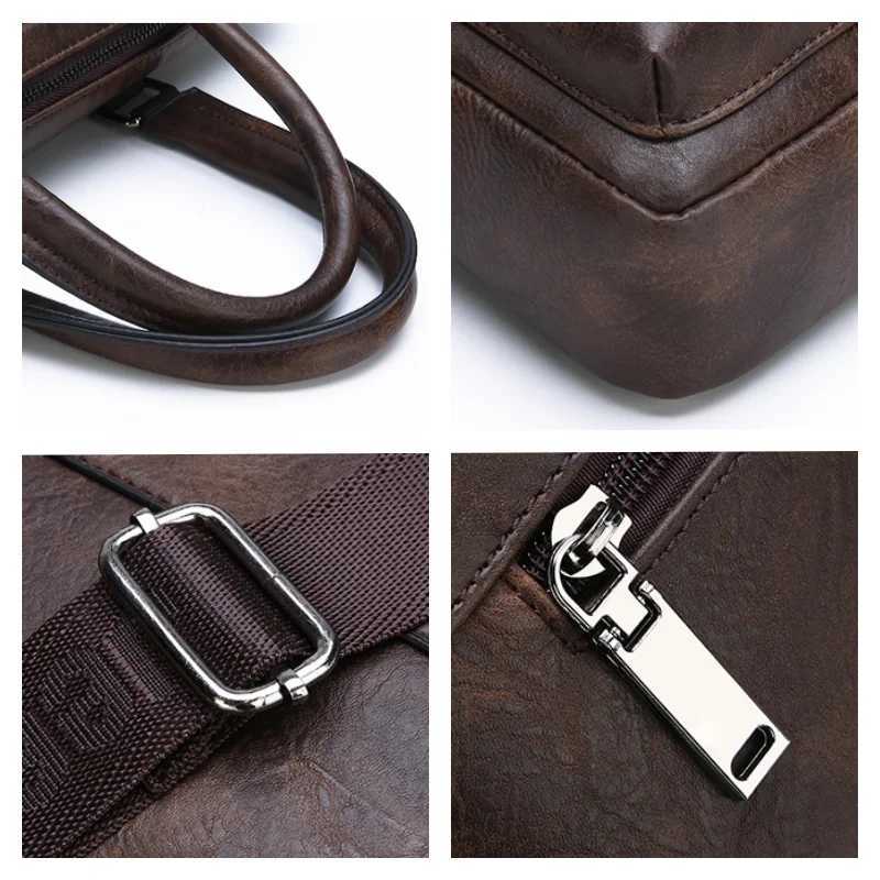 Multiple Pockets Briefcase Mens Large Capacity Office Shoulder Bag Waterproof Business Laptop Handbags Commute Crossbody Bag W250610