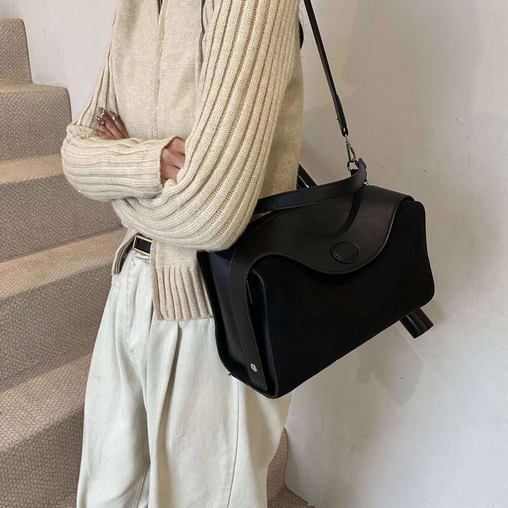 Womens Leather Handbag Designer Fashion Autumn Winter Big Boston Tote Soft Matte Suede Lady Versatile Shoulder Crossbody Bag